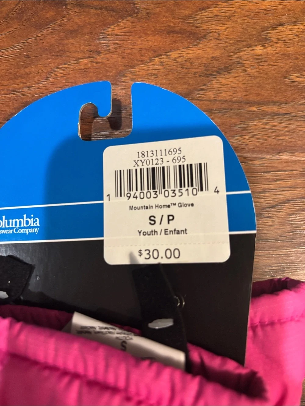 Columbia Pink Winter Gloves with Black Strap